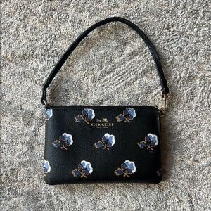 Coach Black Floral Wristlet